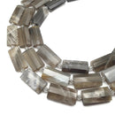 Gray Moonstone Faceted Flat Rectangle Cylinder Tube Beads 14x28mm 15.5" Strand
