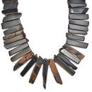 Blue Tiger's Eye Graduated Slab Slice Stick Points Beads 20-40mm 15.5" Strand