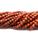 Natural Red Jasper Faceted Round Beads Size 3mm 4mm 15.5'' Strand