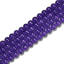 Dark Purple Crystal Glass Smooth Round Beads Size 6mm 8mm 10mm 15.5" Strand