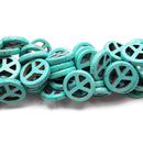 Turquoise Blue Howlite Peace Sign Coin Disc Beads 15mm 20mm 25mm 15.5" Strand