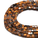 yellow Tiger's eye smooth square cube dice beads