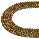 Natural Unakite Faceted Round Beads Size 2mm 3mm 4mm 15.5'' Strand