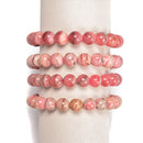 Rhodochrosite Beaded Elastic Bracelet Beads Size 5.5mm - 11mm 7.5'' Length