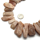 Peach Moonstone Irregular Slice Nugget Points Approx 20-30mm 15.5" Strand