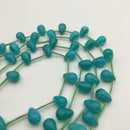dyed aqua color quartz smooth teardrop beads