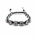 Silver Hematite Pyramid Bracelet Size 8mm Macrame Adjustable 7.5" Length