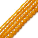 Amber Yellow Dyed Jade Smooth Round Beads 4mm 6mm 8mm 10mm 12mm 15.5" Strand