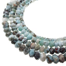 natural larimar irregular faceted rondelle beads