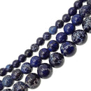 large hole blue sea sediment jasper smooth round beads