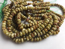 russian red green serpentine smooth rondelle beads