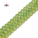 Translucent Green Glass Matte Round Beads Size 12mm 15.5" Strand