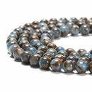 Blue & Copper Impression Jasper Smooth Round Beads 6mm 8mm 10mm 15.5" Strand