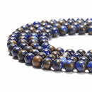 Dark Blue & Copper Impression Jasper Smooth Round Beads 6mm 8mm 10mm 15.5"Strand