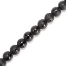 Black Agate Fleur de Lis Shiny Design Matte Round Beads 8mm 15.5" Strand