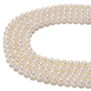 Fresh Water Pearl White Ringed Potato Round Beads Size 7-8mm 15.5'' Strand