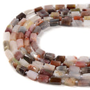Natural Botswana Agate Irregular Faceted Cylinder Tube Beads 8x12mm 15.5" Strand