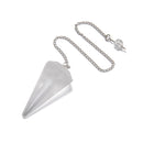 Snow Quartz Pendulum Pendant Healing Point Approx 40x18mm with 8" Chain