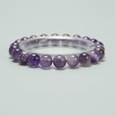 Chevron Amethyst Bracelet Smooth Round Size 8mm 10mm 7.5" Length