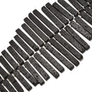 Black Lava Rock Stone Graduated Slab Slice Stick Points Beads 20-60mm 15.5"Strand