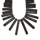 Black Lava Rock Stone Graduated Slab Slice Stick Points Beads 20-60mm 15.5"Strand