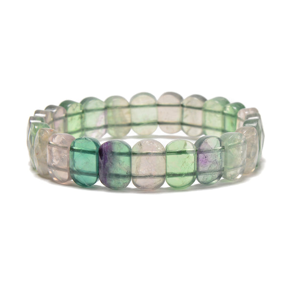 Fluorite Faceted Oval Double Drilled Bracelet Size 8x14mm 7.5" Length