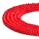 Red Bamboo Coral Smooth Rondelle Discs Beads 2x4mm 3x5mm 15.5" Strand