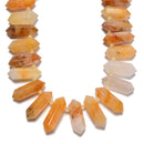 Golden Rutilated Quartz Graduated Top Drill Points Beads 25-50mm 15.5" Strand