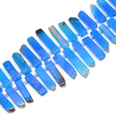 Blue Agate Graduated Slab Slice Stick Points Beads 10x25mm-12x45mm 15.5'' Strand