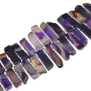 Purple Agate Graduated Slab Slice Stick Points Beads 10x25-12x45mm 15.5'' Strand