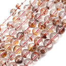 red phantom quartz smooth round beads