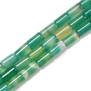Green Stripe Agate Cylinder Tube Beads Size 8x15mm 15.5'' Strand