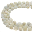 White MoonstonePrism Cut Double Point Faceted Round Beads 9x10mm 15.5" Strand