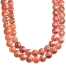 Burnt Orange Fire Agate Faceted Flat Round Coin Beads 10mm 12mm 15.5" Strand