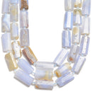 blue lace agate faceted flat rectangle cylinder tube beads