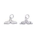 925 Sterling Silver Fishtail Charm with Cubic Zirconia Size 8x14mm 3 PCS Per Bag