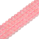 Rose Quartz Faceted Round Beads Size 6mm 15.5'' Strand