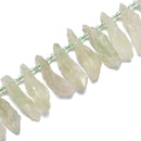 Light Green Quartz Top Drill Rough Points Beads Size 15x50mm 15.5'' Strand