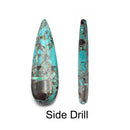 Chrysocolla Tear Drop Pendant Center/Side Drilled 12x60mm Sold By Piece