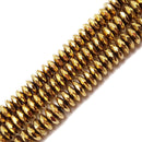 Gold Plated Hematite Faceted Rondelle Beads 3x6mm 3x8mm 3x10mm 16" Strand