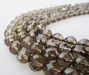 natural smokey quartz faceted round beads 