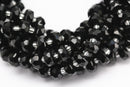 black crystal glass faceted rondelle beads