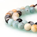multi color amazonite smooth round beads