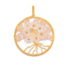 Clear Quartz Chips Flower Tree of Life Charm Wire Wrap Pendant Size 50mm Sold Per Piece