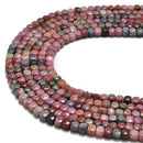 Natural Multi Color Tourmaline Faceted Square Cube Dice Beads 4-5mm 15.5" Strand