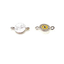 round evil eye charm gold silver plated copper micro pave zircon