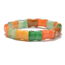 Multi Jade Double Drill Bracelet Bamboo Shape Beads Size 12x15mm 7.5‘’ Length