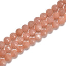 Natural Peach Moonstone Faceted Round Beads Size 6mm 8mm 10mm 15.5'' Strand
