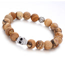picture jasper bracelet silver skull matte round