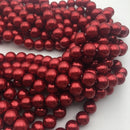 Bright Red Glass Pearl Smooth Round Beads 3mm 4mm 6mm 8mm 10mm 12mm 15.5" Strand